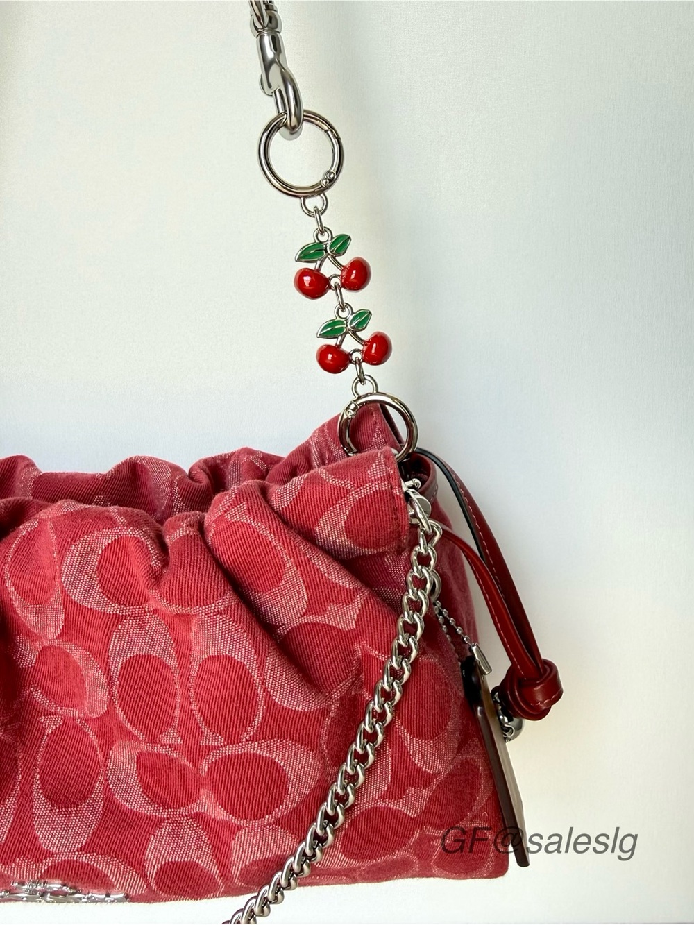 Cherry Charm Extender & Silver Chain Strap Y2K Bag Accessory Set